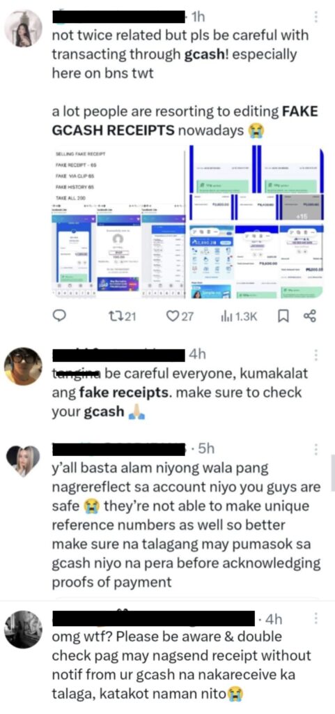 fake receipts comments